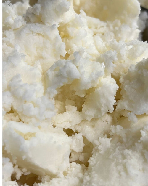 Creamy white dry-rendered tallow, rendered in-house in Idaho